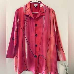 Kay Chapman Red and Pink Patterned Silk Tunic Top